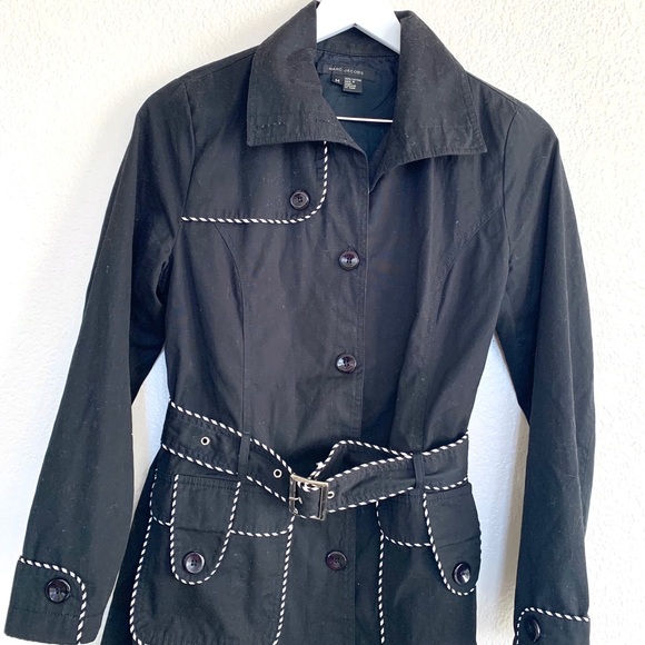 Marc Jacobs Black Cotton Button Up Belted Jacket - Picture 4 of 15